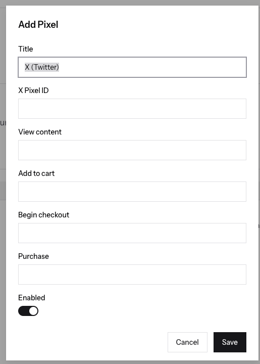 Zalify：添加 X Pixel，填写 Pixel ID 与各事件的 Action ID