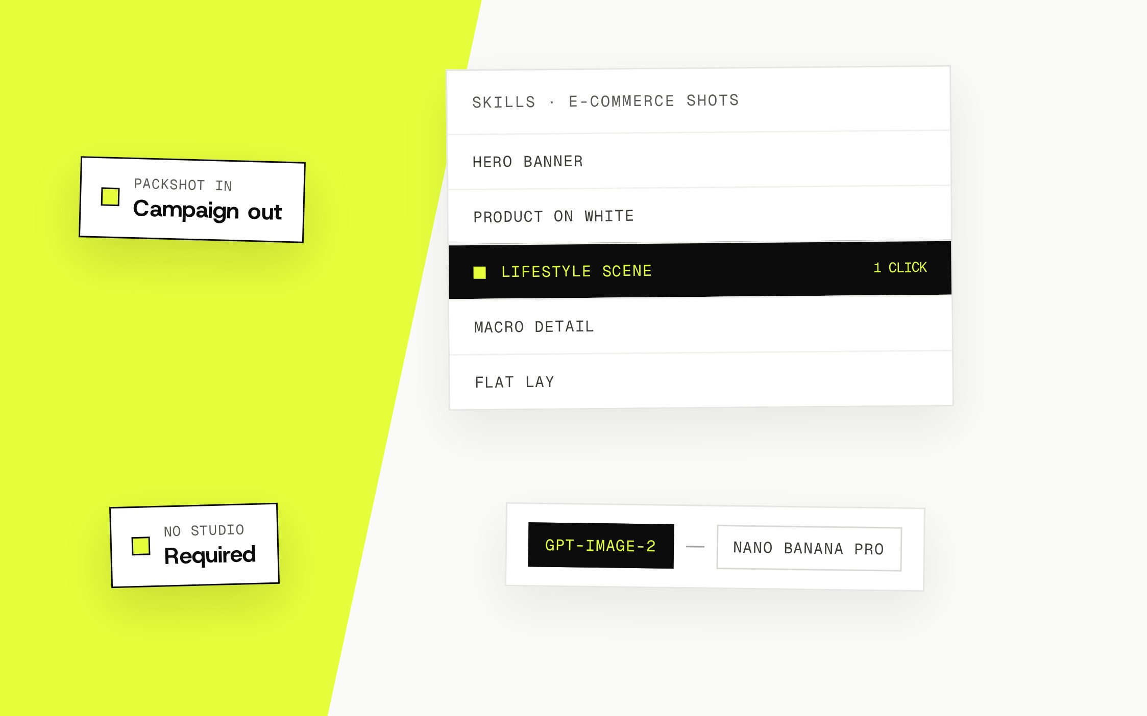 One visual, every placement — generated from your brand kit
