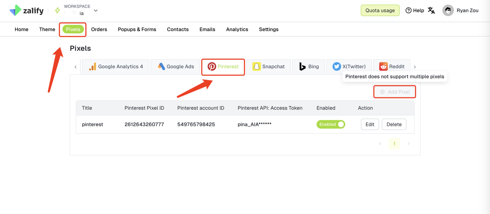 Go to Pinterest Pixel Settings Page