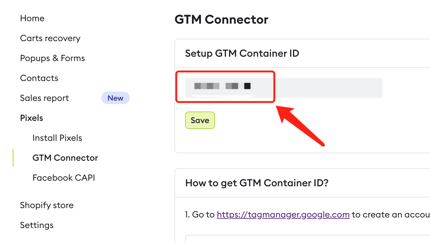 Fill GTM container ID
